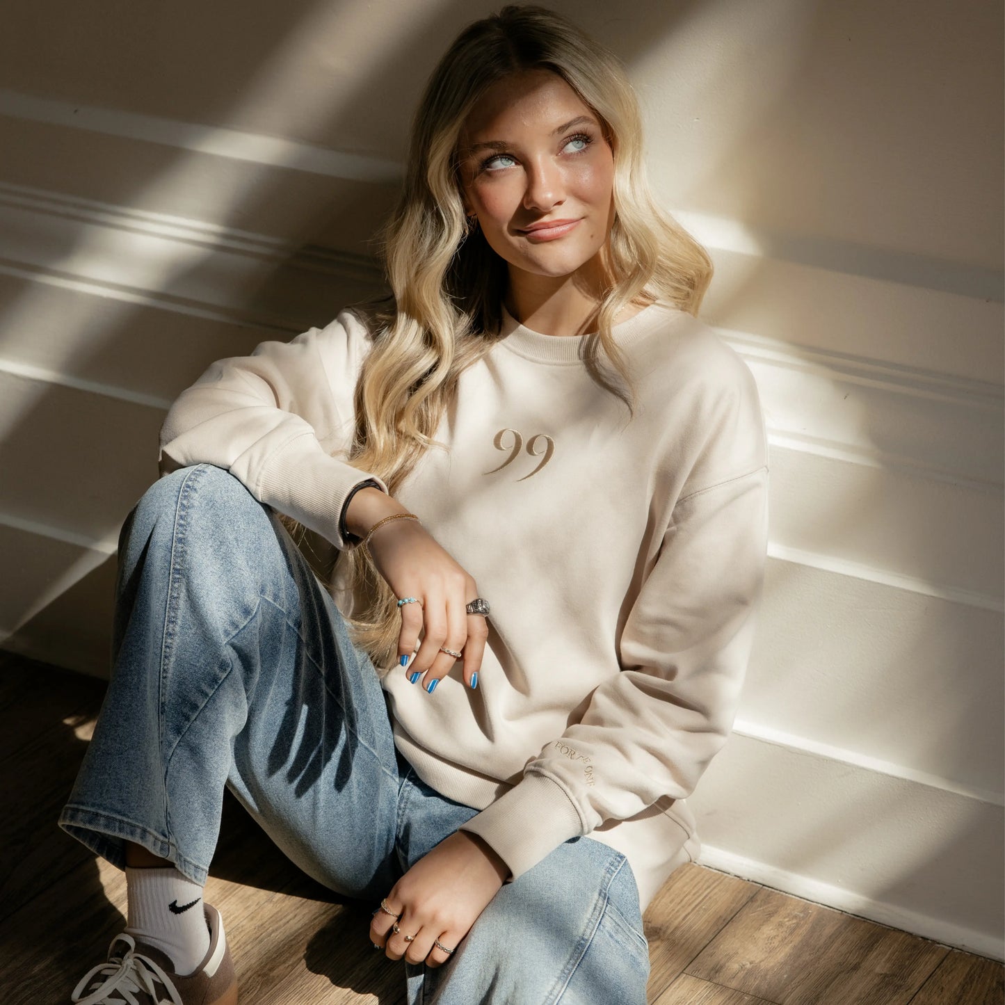 "99" Oversized Crew-Neck Sweatshirt