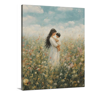 Mommy and Me, Long Black Hair - Canvas