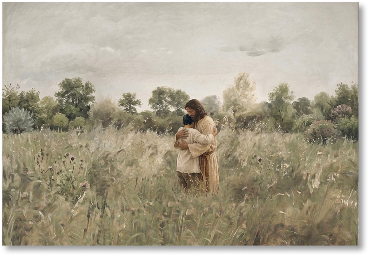 His Embrace - Black Hair Boy - Print