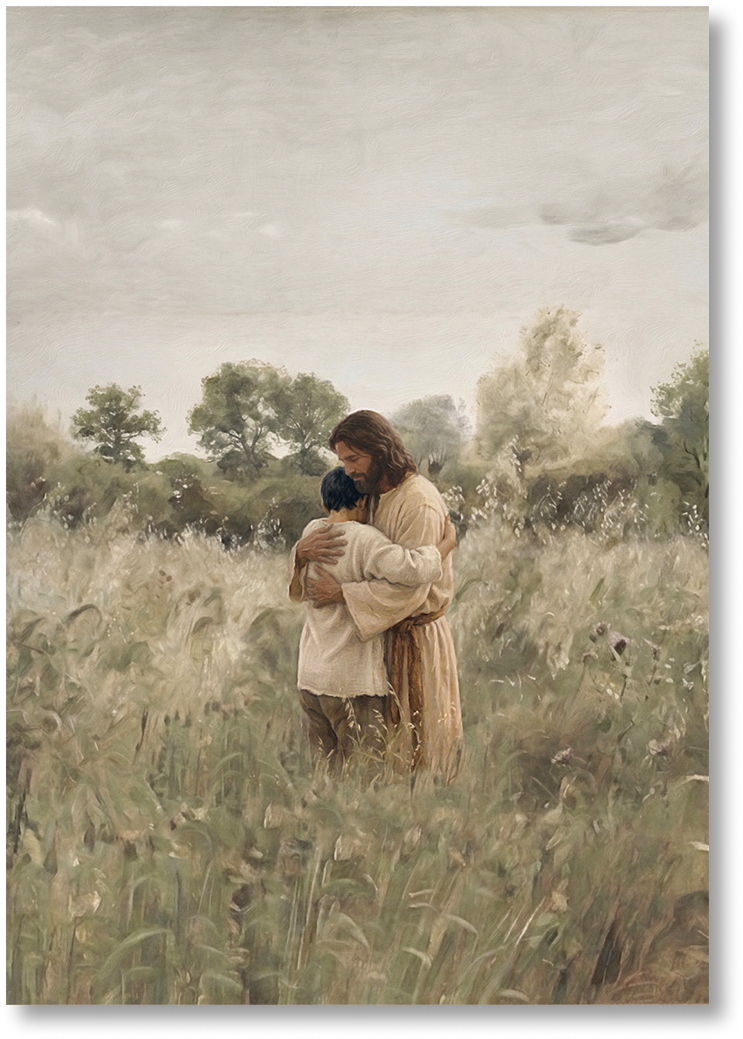 His Embrace - Black Hair Boy - Print