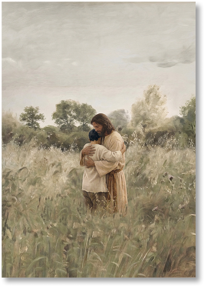 His Embrace - Black Hair Boy - Print