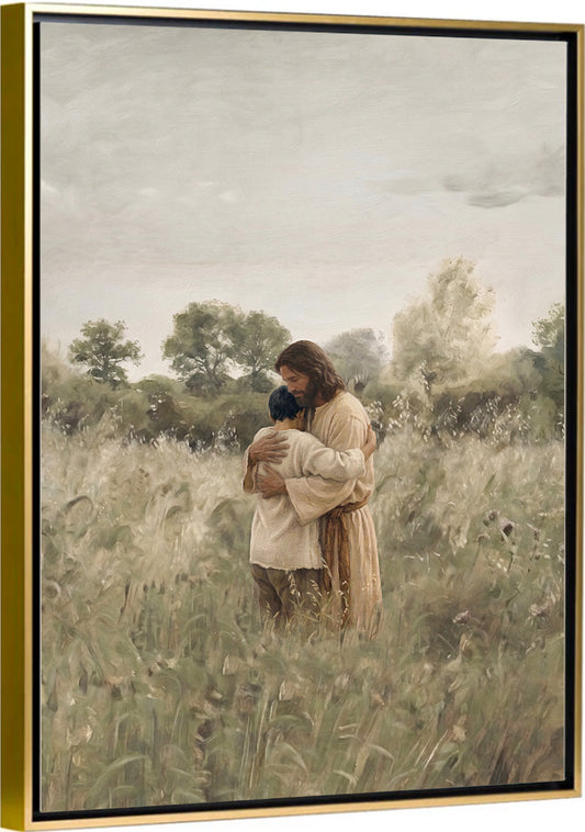 His Embrace - Black Hair Boy - Canvas