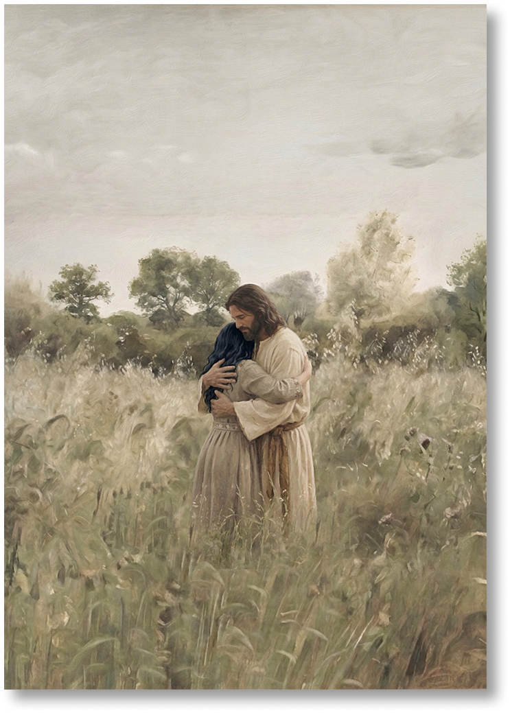 His Embrace - Black Hair Girl - Print