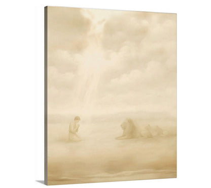 Daniel and the Lions Den Vertical Canvas