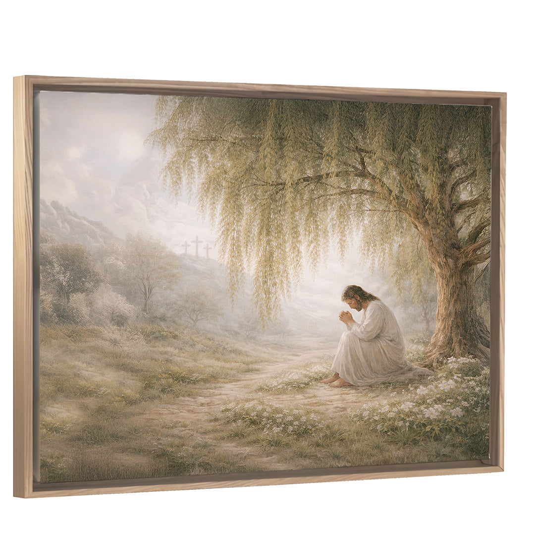 Garden of Gethsemane - Light Wood Horizontal Framed Canvas