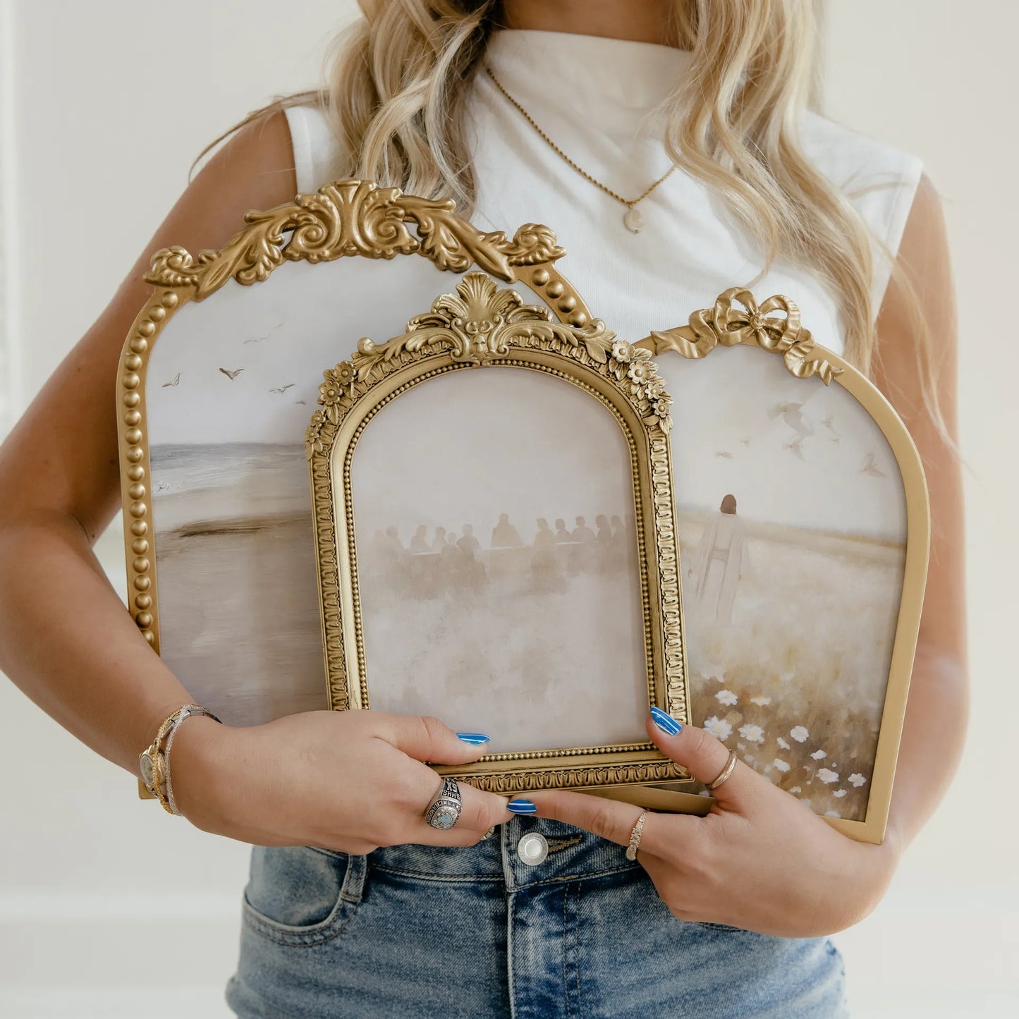 Medium Vintage Floral Gold Frame -  9.5x11