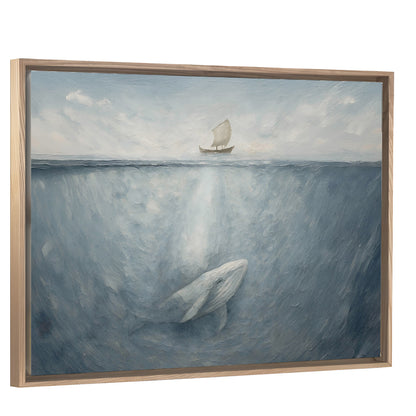 Jonah and the Whale Canvas with Light Wood Frame