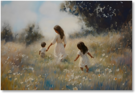 Mommy and Me, 2 Black Hair - Print