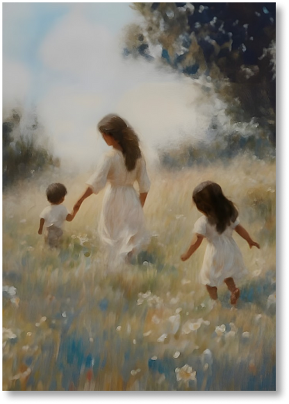 Mommy and Me, 2 Black Hair - Print