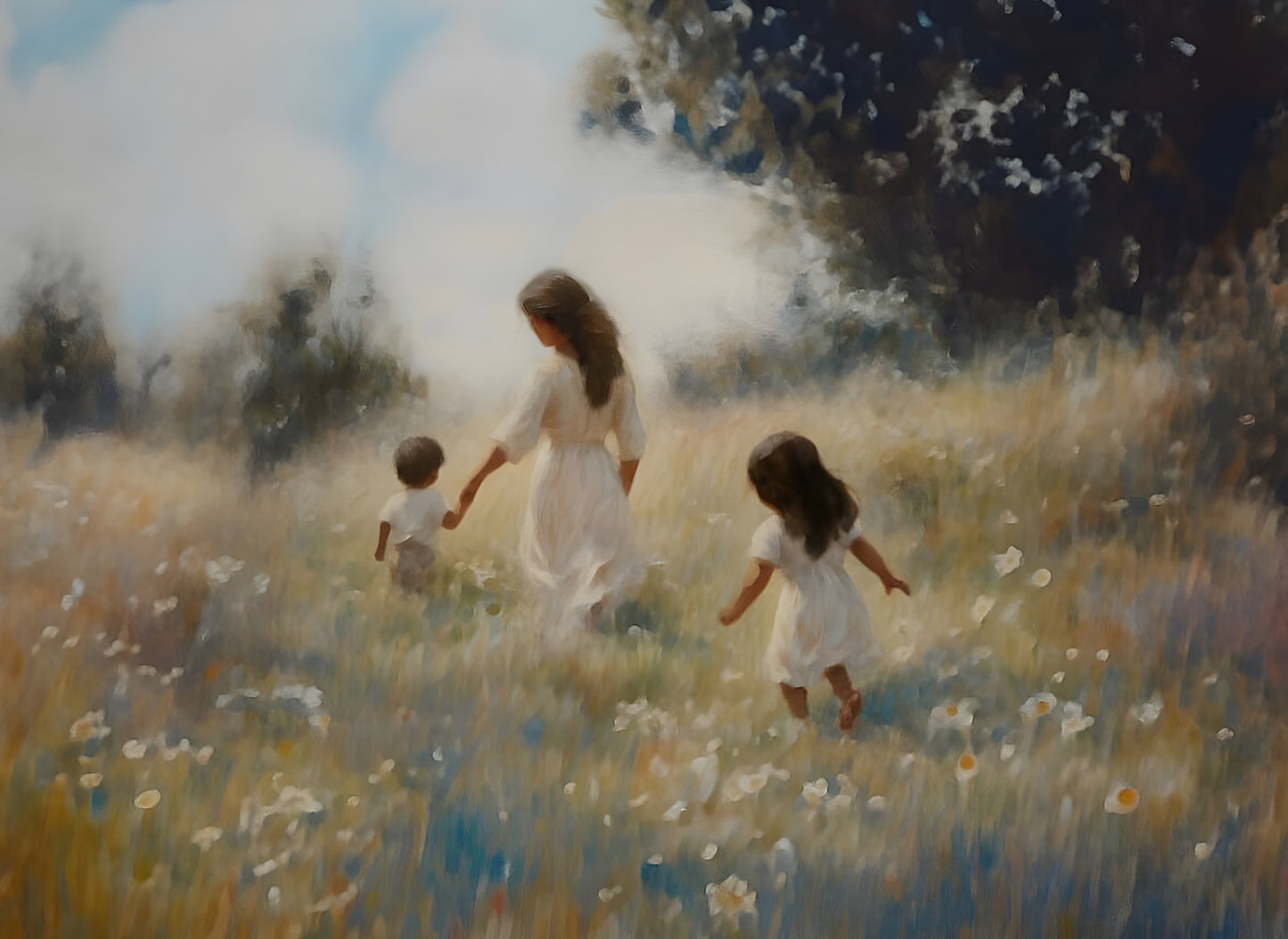 Mommy and Me, 2 Black Hair - Print