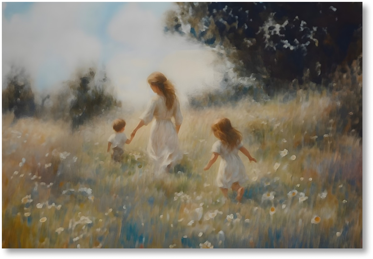 Mommy and Me, 2 Brunettes - Print