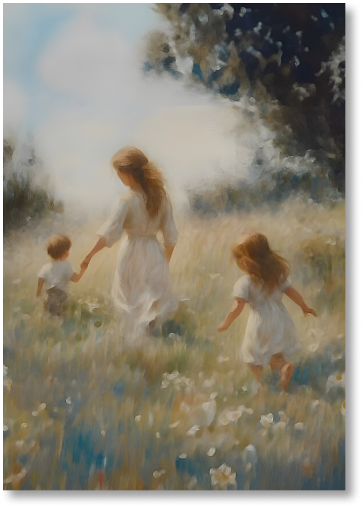 Mommy and Me, 2 Brunettes - Print