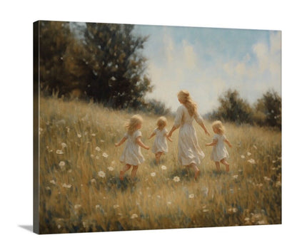 Mommy and Me, 3 Blonde Girls - Canvas