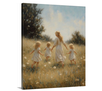 Mommy and Me, 3 Blonde Girls - Canvas