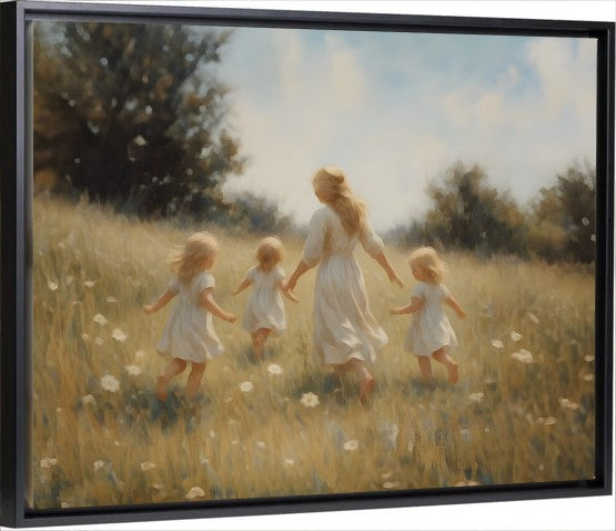 Mommy and Me, 3 Blonde Girls - Canvas