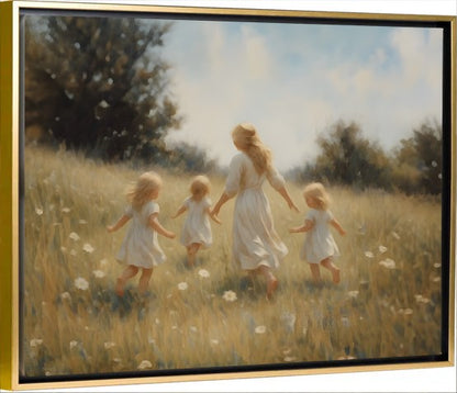 Mommy and Me, 3 Blonde Girls - Canvas