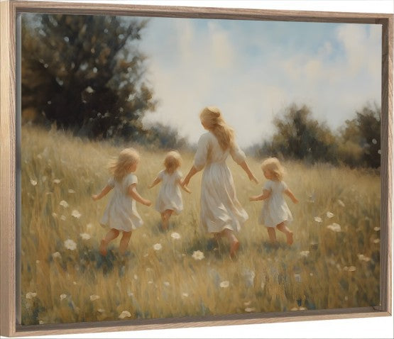Mommy and Me, 3 Blonde Girls - Canvas