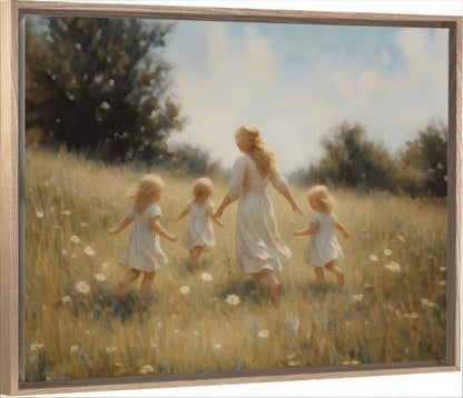 Mommy and Me, 3 Blonde Girls - Canvas