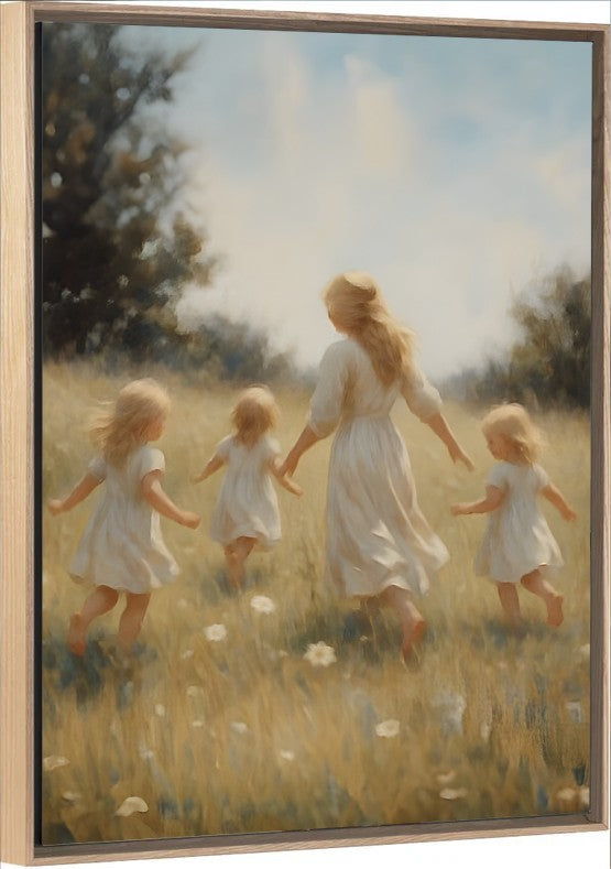 Mommy and Me, 3 Blonde Girls - Canvas