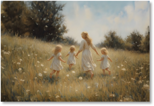 Mommy and Me, 3 Blonde Girls - Print