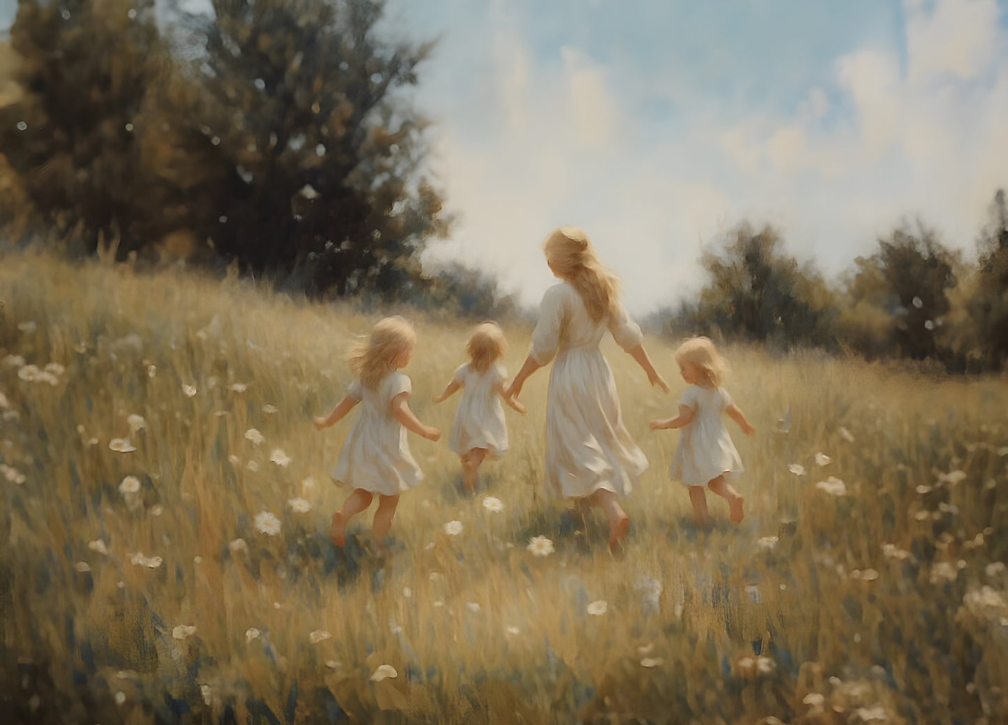 Mommy and Me, 3 Blonde Girls - Canvas