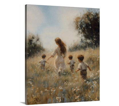 Mommy and Me, 3 Brunettes - Canvas