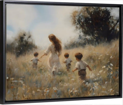 Mommy and Me, 3 Brunettes - Canvas