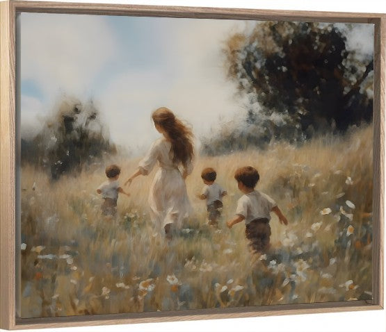 Mommy and Me, 3 Brunettes - Canvas