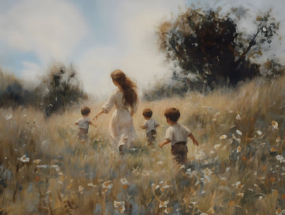 Mommy and Me, 3 Brunettes - Canvas