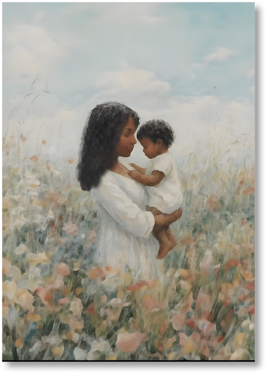 Mommy and Me, Black Hair - Print