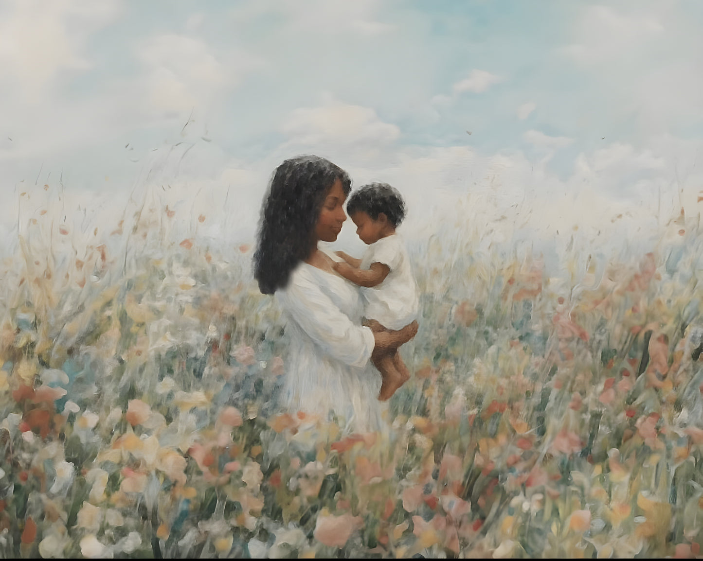 Mommy and Me, Black Hair - Print