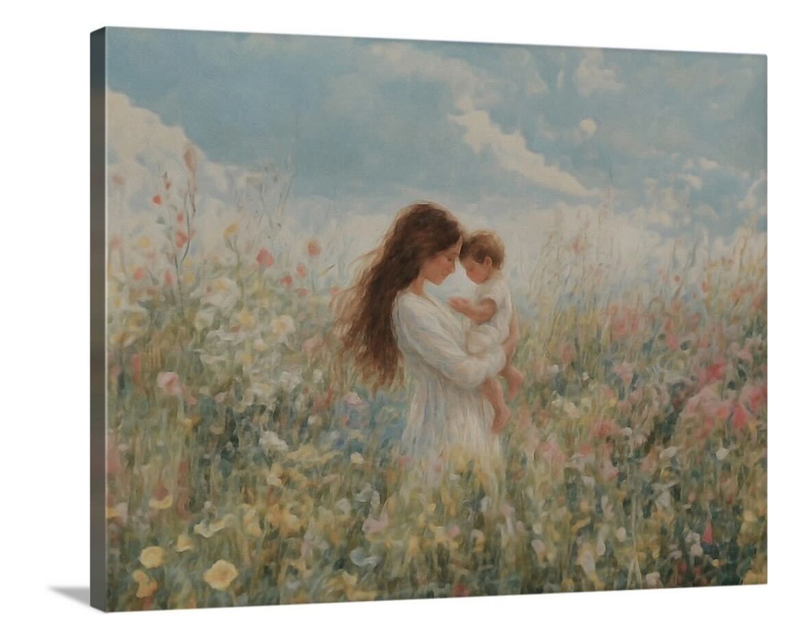 Mommy and Me, Brunette Hair - Canvas