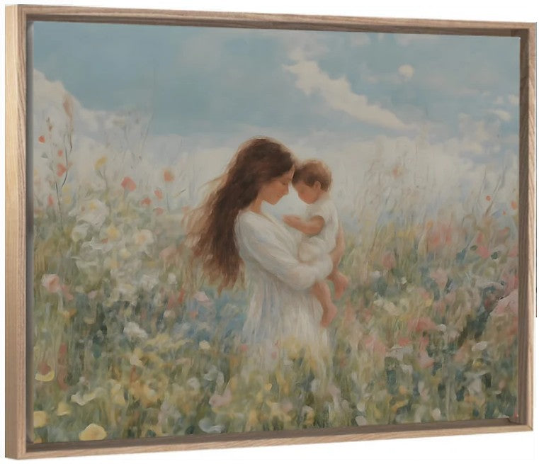 Mommy and Me, Brunette Hair - Canvas