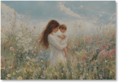 Mommy and Me, Brunette Hair - Print