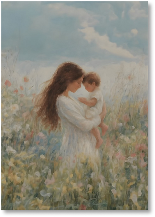 Mommy and Me, Brunette Hair - Print