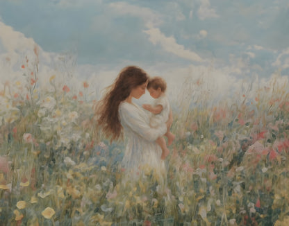 Mommy and Me, Brunette Hair - Canvas