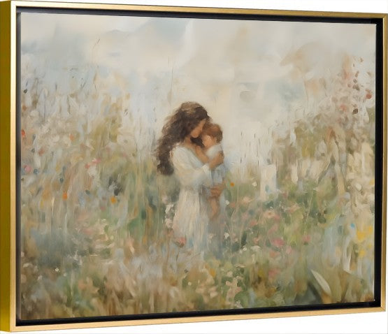 Mommy and Me, Dark Brown Hair - Canvas