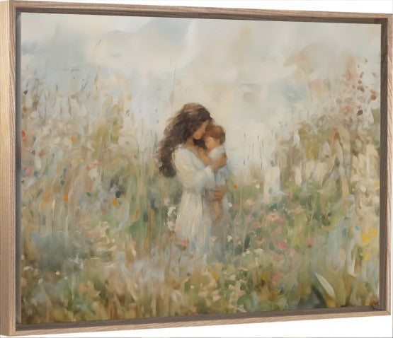 Mommy and Me, Dark Brown Hair - Canvas