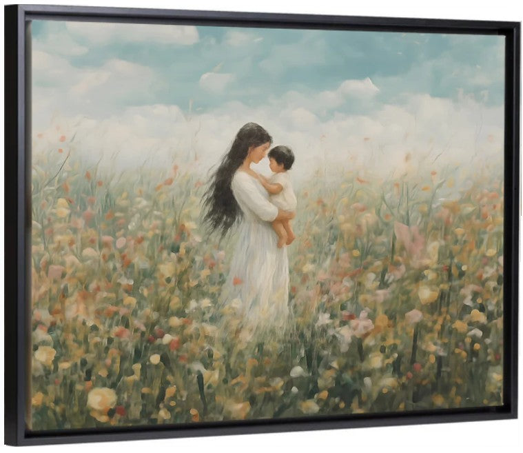 Mommy and Me, Long Black Hair - Canvas