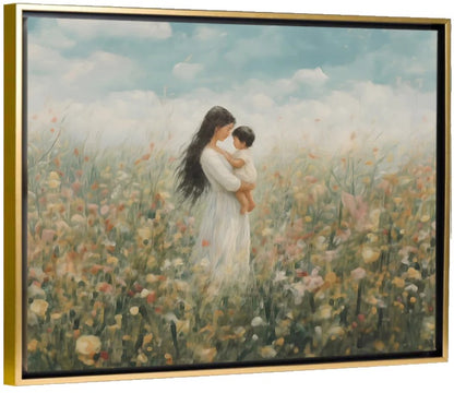 Mommy and Me, Long Black Hair - Canvas