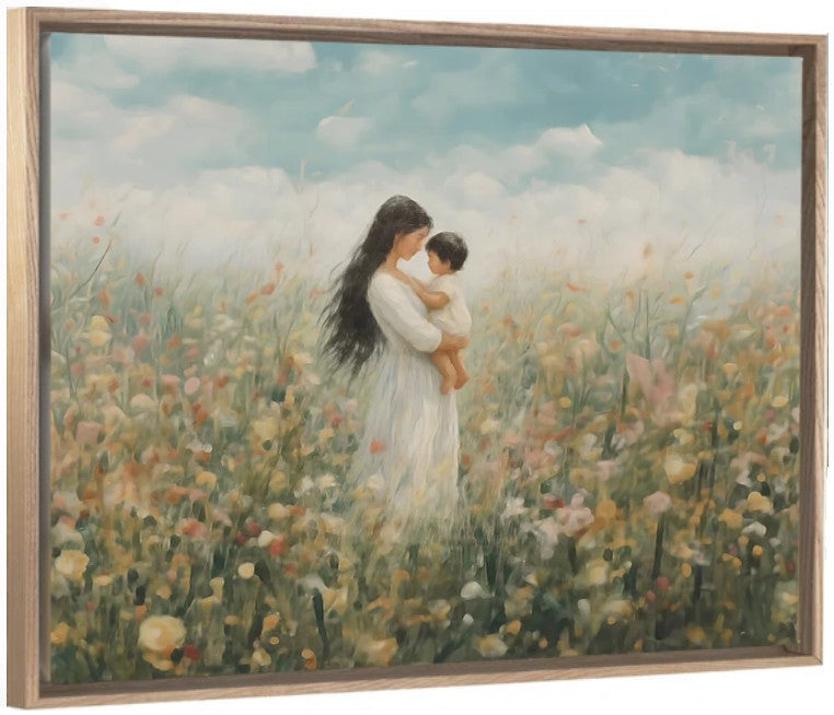 Mommy and Me, Long Black Hair - Canvas