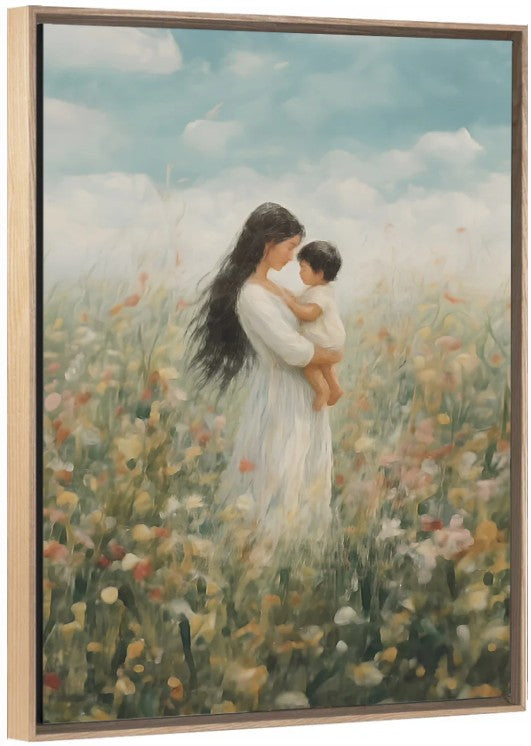 Mommy and Me, Long Black Hair - Canvas