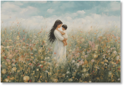 Mommy and Me, Long Black Hair - Print