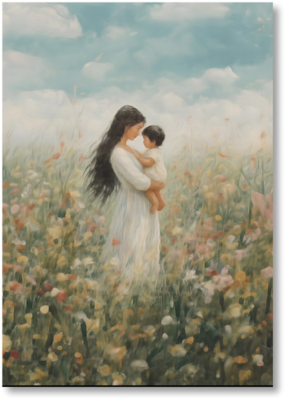 Mommy and Me, Long Black Hair - Print