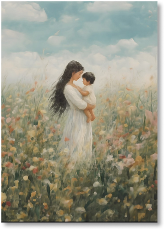 Mommy and Me, Long Black Hair - Print