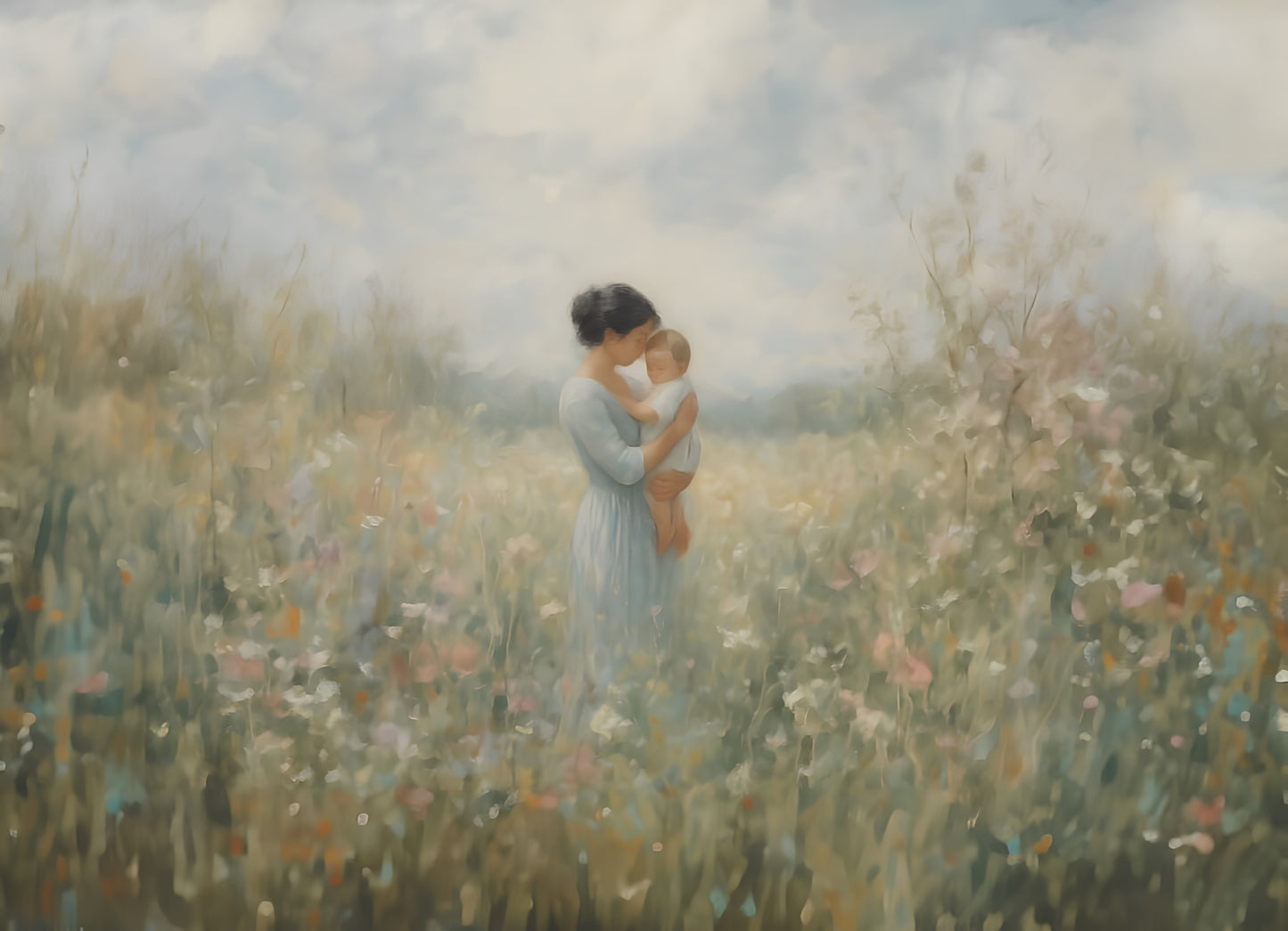 Mommy and Me, Short Black Hair - Print