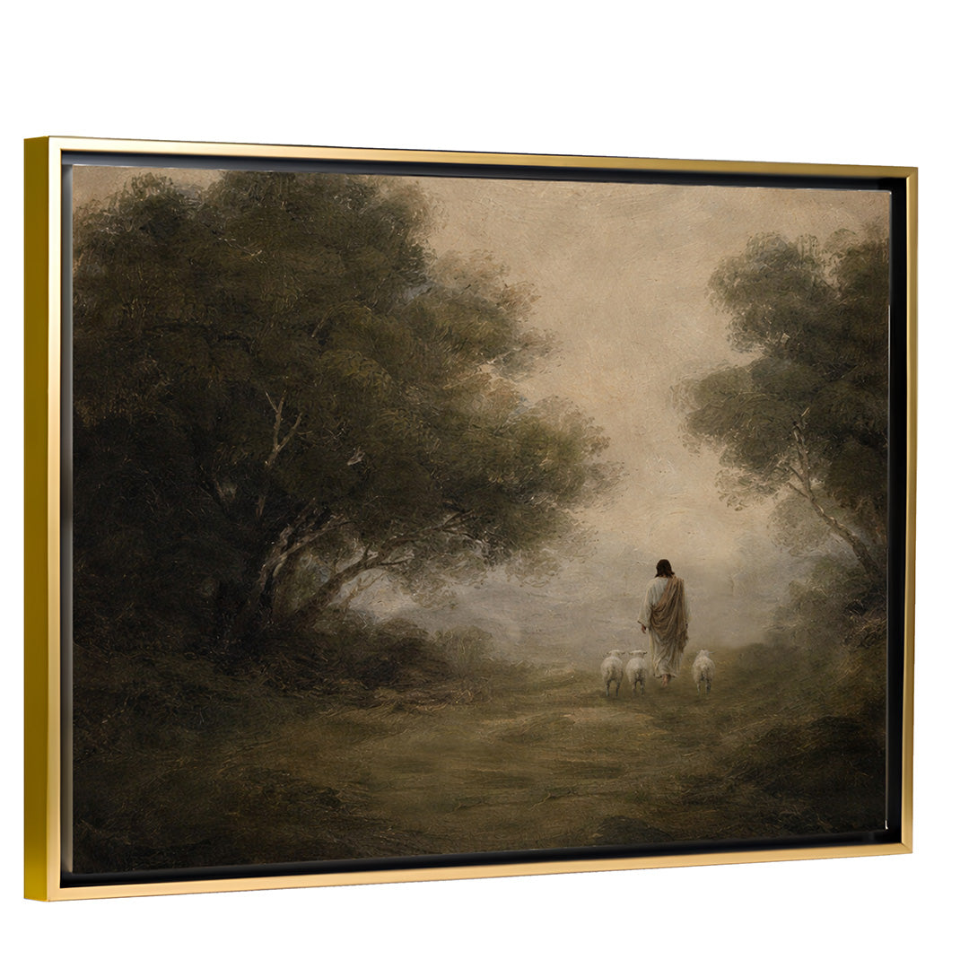 Through the Valley - Gold Horizontal Framed Canvas